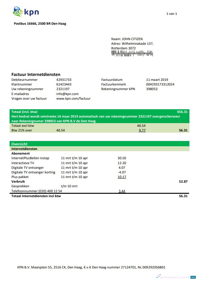 download download Netherlands KPN utility bill template in Word and PDF format PDF template PDF template